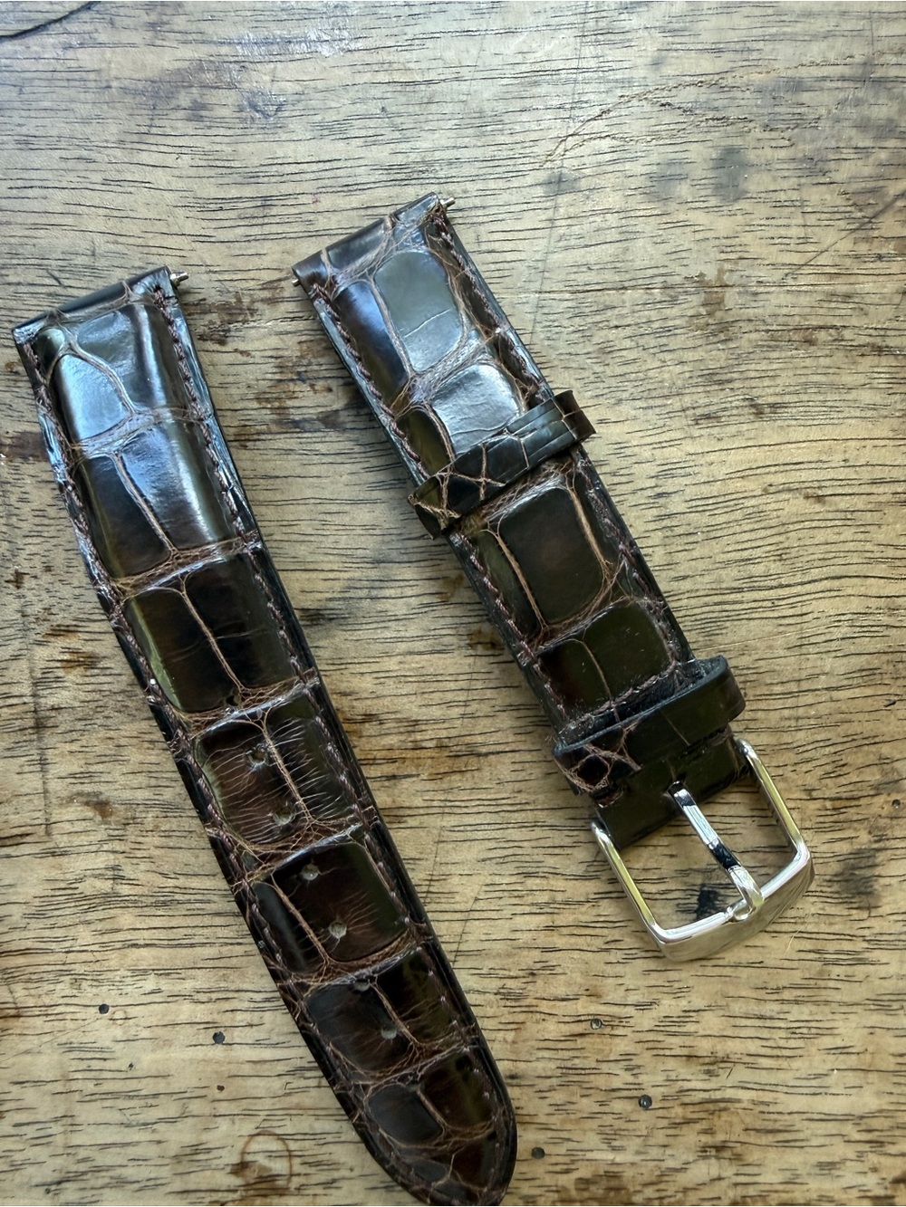 Michele Dark Brown Genuine Alligator Leather Watch Strap 18 mm